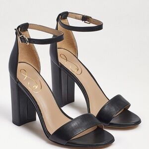 Taro Block Heel Sandal; 9.5 M black leather